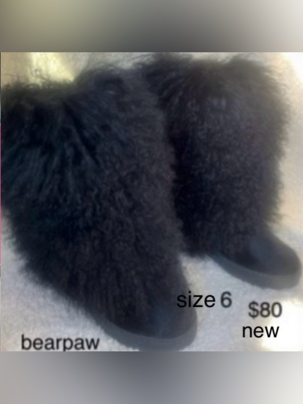 BearPaw Black Plush Small Pets Fur Boot Covers